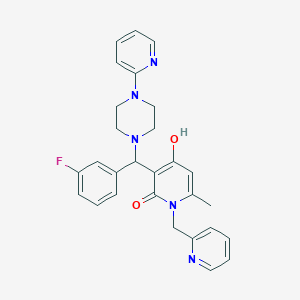 3-((3-fluorophenyl)(4-(pyridin-2-yl)piperazin-1-yl)methyl)-4-hydroxy-6-methyl-1-(pyridin-2-ylmethyl)pyridin-2(1H)-one