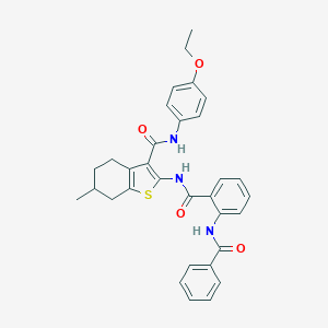 molecular formula C32H31N3O4S B289236 2-{[2-(benzoylamino)benzoyl]amino}-N-(4-ethoxyphenyl)-6-methyl-4,5,6,7-tetrahydro-1-benzothiophene-3-carboxamide 