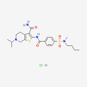 molecular formula C23H33ClN4O4S2 B2892360 2-(4-(N-butyl-N-methylsulfamoyl)benzamido)-6-isopropyl-4,5,6,7-tetrahydrothieno[2,3-c]pyridine-3-carboxamide hydrochloride CAS No. 1216846-18-2