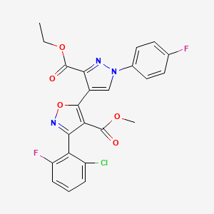 methyl 3-(2-chloro-6-fluorophenyl)-5-[3-(ethoxycarbonyl)-1-(4-fluorophenyl)-1H-pyrazol-4-yl]-1,2-oxazole-4-carboxylate