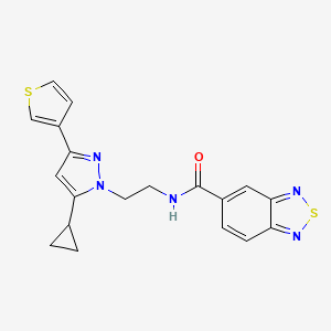 molecular formula C19H17N5OS2 B2892367 N-(2-(5-cyclopropyl-3-(thiophen-3-yl)-1H-pyrazol-1-yl)ethyl)benzo[c][1,2,5]thiadiazole-5-carboxamide CAS No. 2034477-43-3