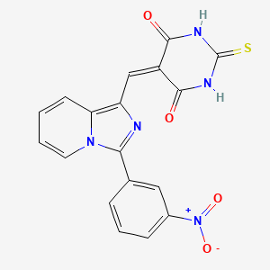 molecular formula C18H11N5O4S B2892373 5-((3-(3-nitrophenyl)imidazo[1,5-a]pyridin-1-yl)methylene)-2-thioxodihydropyrimidine-4,6(1H,5H)-dione CAS No. 438489-71-5