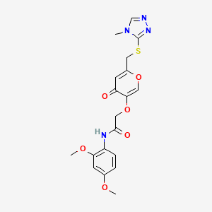 N-(2,4-dimethoxyphenyl)-2-((6-(((4-methyl-4H-1,2,4-triazol-3-yl)thio)methyl)-4-oxo-4H-pyran-3-yl)oxy)acetamide
