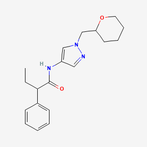 molecular formula C19H25N3O2 B2892376 2-phenyl-N-(1-((tetrahydro-2H-pyran-2-yl)methyl)-1H-pyrazol-4-yl)butanamide CAS No. 2034228-33-4