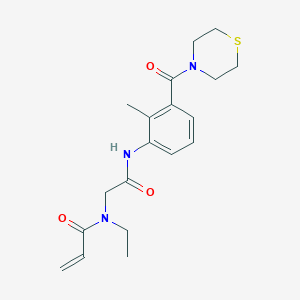 N-Ethyl-N-[2-[2-methyl-3-(thiomorpholine-4-carbonyl)anilino]-2-oxoethyl]prop-2-enamide