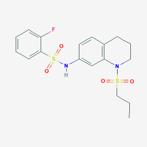 2-fluoro-N-(1-(propylsulfonyl)-1,2,3,4-tetrahydroquinolin-7-yl)benzenesulfonamide