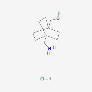 molecular formula C10H20ClNO B2892390 (4-(Aminomethyl)bicyclo[2.2.2]octan-1-yl)methanol hydrochloride CAS No. 916211-25-1