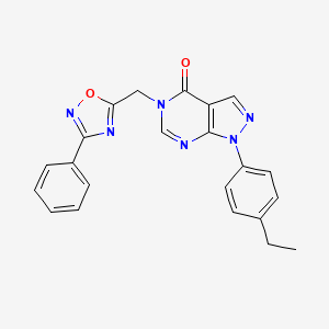molecular formula C22H18N6O2 B2892392 N-cyclopropyl-1-[6-({2-[(4-methoxybenzyl)amino]-2-oxoethyl}thio)pyrimidin-4-yl]piperidine-4-carboxamide CAS No. 1189985-67-8