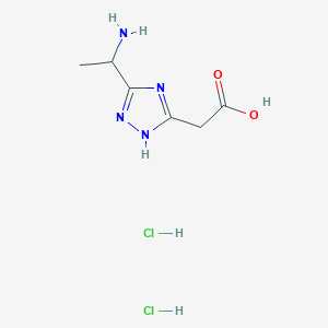 molecular formula C6H12Cl2N4O2 B2892402 [5-(1-Aminoethyl)-4H-1,2,4-triazol-3-yl]acetic acid dihydrochloride CAS No. 1638221-37-0