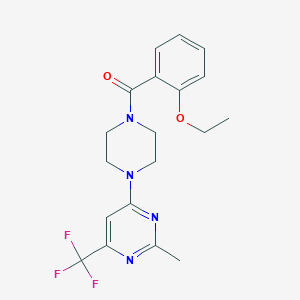molecular formula C19H21F3N4O2 B2892415 (2-Ethoxyphenyl){4-[2-methyl-6-(trifluoromethyl)-4-pyrimidinyl]piperazino}methanone CAS No. 1775452-00-0