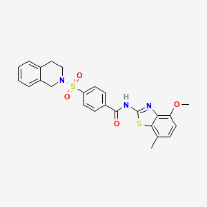 molecular formula C25H23N3O4S2 B2892418 4-((3,4-dihydroisoquinolin-2(1H)-yl)sulfonyl)-N-(4-methoxy-7-methylbenzo[d]thiazol-2-yl)benzamide CAS No. 896676-17-8