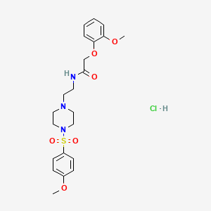 2-(2-methoxyphenoxy)-N-(2-(4-((4-methoxyphenyl)sulfonyl)piperazin-1-yl)ethyl)acetamide hydrochloride