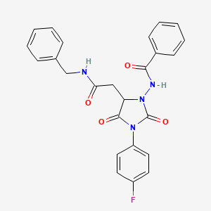 N-(5-(2-(benzylamino)-2-oxoethyl)-3-(4-fluorophenyl)-2,4-dioxoimidazolidin-1-yl)benzamide