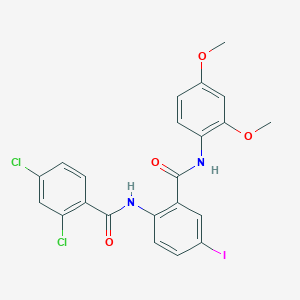 molecular formula C22H17Cl2IN2O4 B289244 2,4-dichloro-N-{2-[(2,4-dimethoxyanilino)carbonyl]-4-iodophenyl}benzamide 