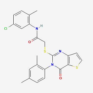 molecular formula C23H20ClN3O2S2 B2892442 N-(5-氯-2-甲基苯基)-2-{[3-(2,4-二甲基苯基)-4-氧代-3,4-二氢噻吩并[3,2-d]嘧啶-2-基]硫代}乙酰胺 CAS No. 1260933-67-2