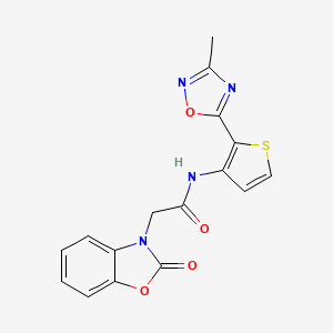 molecular formula C16H12N4O4S B2892450 N-(2-(3-甲基-1,2,4-恶二唑-5-基)噻吩-3-基)-2-(2-氧代苯并[d]恶唑-3(2H)-基)乙酰胺 CAS No. 1797267-44-7