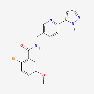 molecular formula C18H17BrN4O2 B2892457 2-bromo-5-methoxy-N-((6-(1-methyl-1H-pyrazol-5-yl)pyridin-3-yl)methyl)benzamide CAS No. 2034228-92-5