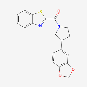 molecular formula C19H16N2O3S B2892458 (3-(Benzo[d][1,3]dioxol-5-yl)pyrrolidin-1-yl)(benzo[d]thiazol-2-yl)methanone CAS No. 2034341-15-4