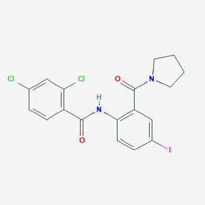 molecular formula C18H15Cl2IN2O2 B289246 2,4-dichloro-N-[4-iodo-2-(1-pyrrolidinylcarbonyl)phenyl]benzamide 