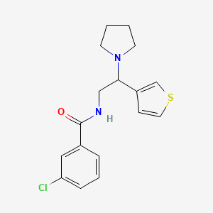 molecular formula C17H19ClN2OS B2892470 3-chloro-N-(2-(pyrrolidin-1-yl)-2-(thiophen-3-yl)ethyl)benzamide CAS No. 946374-25-0
