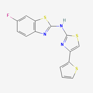 molecular formula C14H8FN3S3 B2892490 6-氟-N-(4-(噻吩-2-基)噻唑-2-基)苯并[d]噻唑-2-胺 CAS No. 862976-11-2