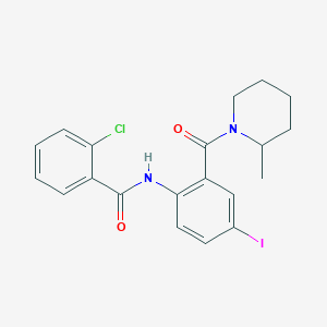 molecular formula C20H20ClIN2O2 B289250 2-chloro-N-{4-iodo-2-[(2-methyl-1-piperidinyl)carbonyl]phenyl}benzamide 