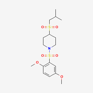 molecular formula C17H27NO6S2 B2892505 1-((2,5-Dimethoxyphenyl)sulfonyl)-4-(isobutylsulfonyl)piperidine CAS No. 1797263-03-6