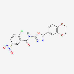 molecular formula C17H11ClN4O6 B2892507 2-chloro-N-[5-(2,3-dihydro-1,4-benzodioxin-6-yl)-1,3,4-oxadiazol-2-yl]-5-nitrobenzamide CAS No. 887874-42-2