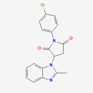 molecular formula C18H14BrN3O2 B2892514 1-(4-Bromophenyl)-3-(2-methylbenzimidazolyl)azolidine-2,5-dione CAS No. 62955-53-7