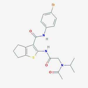 molecular formula C21H24BrN3O3S B289253 2-({[acetyl(isopropyl)amino]acetyl}amino)-N-(4-bromophenyl)-5,6-dihydro-4H-cyclopenta[b]thiophene-3-carboxamide 