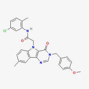 molecular formula C28H25ClN4O3 B2892537 N-(5-chloro-2-methylphenyl)-2-(3-(4-methoxybenzyl)-8-methyl-4-oxo-3H-pyrimido[5,4-b]indol-5(4H)-yl)acetamide CAS No. 1216660-88-6