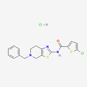 molecular formula C18H17Cl2N3OS2 B2892539 N-(5-benzyl-4,5,6,7-tetrahydrothiazolo[5,4-c]pyridin-2-yl)-5-chlorothiophene-2-carboxamide hydrochloride CAS No. 1189905-45-0