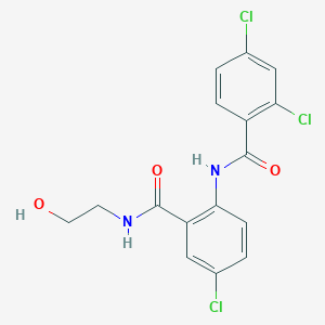 molecular formula C16H13Cl3N2O3 B289254 2,4-dichloro-N-(4-chloro-2-{[(2-hydroxyethyl)amino]carbonyl}phenyl)benzamide 