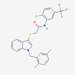 N-[2-chloro-5-(trifluoromethyl)phenyl]-2-[1-[(2,5-dimethylphenyl)methyl]indol-3-yl]sulfanylacetamide