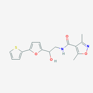 molecular formula C16H16N2O4S B2892549 N-[2-Hydroxy-2-(5-thiophen-2-ylfuran-2-yl)ethyl]-3,5-dimethyl-1,2-oxazole-4-carboxamide CAS No. 2319720-78-8