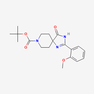 molecular formula C19H25N3O4 B2892556 叔丁基 2-(2-甲氧基苯基)-4-氧代-1,3,8-三氮杂螺[4.5]癸-1-烯-8-羧酸酯 CAS No. 1707369-78-5