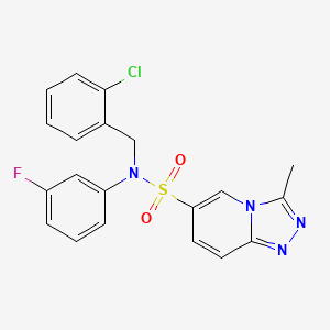 molecular formula C20H16ClFN4O2S B2892562 N-(2-chlorobenzyl)-N-(3-fluorophenyl)-3-methyl[1,2,4]triazolo[4,3-a]pyridine-6-sulfonamide CAS No. 1251633-32-5