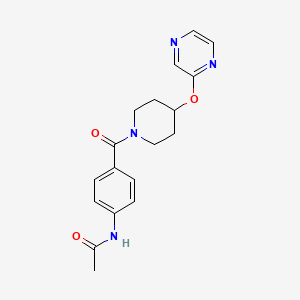 molecular formula C18H20N4O3 B2892566 N-(4-(4-(pyrazin-2-yloxy)piperidine-1-carbonyl)phenyl)acetamide CAS No. 1448124-62-6