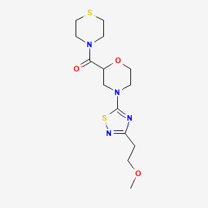 molecular formula C14H22N4O3S2 B2892568 4-[3-(2-Methoxyethyl)-1,2,4-thiadiazol-5-yl]-2-(thiomorpholine-4-carbonyl)morpholine CAS No. 2415625-16-8