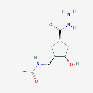 molecular formula C9H17N3O3 B2892569 N-[[(1S,2S,4R)-4-(Hydrazinecarbonyl)-2-hydroxycyclopentyl]methyl]acetamide CAS No. 2138150-31-7