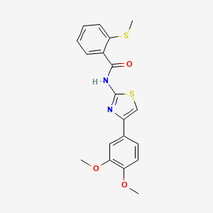 molecular formula C19H18N2O3S2 B2892570 N-(4-(3,4-二甲氧基苯基)噻唑-2-基)-2-(甲硫基)苯甲酰胺 CAS No. 585511-60-0