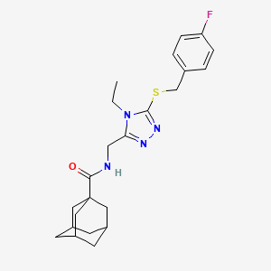 molecular formula C23H29FN4OS B2892573 N-[[4-乙基-5-[(4-氟苯基)甲基硫烷基]-1,2,4-三唑-3-基]甲基]金刚烷-1-甲酰胺 CAS No. 476438-76-3