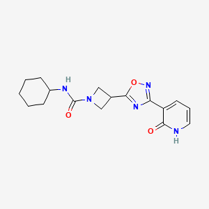molecular formula C17H21N5O3 B2892579 N-cyclohexyl-3-(3-(2-oxo-1,2-dihydropyridin-3-yl)-1,2,4-oxadiazol-5-yl)azetidine-1-carboxamide CAS No. 1396871-75-2