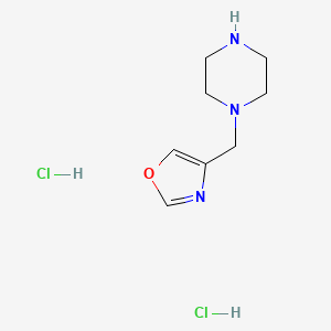 molecular formula C8H15Cl2N3O B2892580 1-[(1,3-Oxazol-4-yl)methyl]piperazine dihydrochloride CAS No. 2173999-93-2
