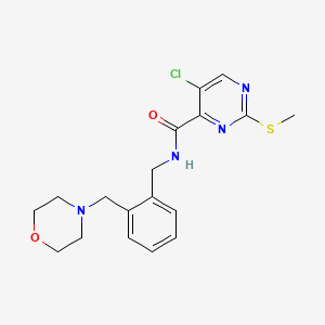 molecular formula C18H21ClN4O2S B2892583 5-chloro-2-(methylsulfanyl)-N-({2-[(morpholin-4-yl)methyl]phenyl}methyl)pyrimidine-4-carboxamide CAS No. 1208533-59-8