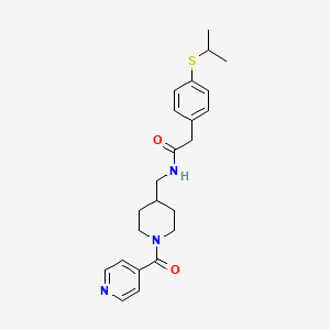 molecular formula C23H29N3O2S B2892587 N-((1-isonicotinoylpiperidin-4-yl)methyl)-2-(4-(isopropylthio)phenyl)acetamide CAS No. 1396784-10-3
