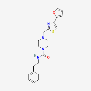 molecular formula C21H24N4O2S B2892589 4-((4-(呋喃-2-基)噻唑-2-基)甲基)-N-苯乙基哌嗪-1-甲酰胺 CAS No. 1170293-87-4