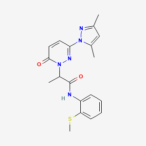 molecular formula C19H21N5O2S B2892590 2-(3-(3,5-dimethyl-1H-pyrazol-1-yl)-6-oxopyridazin-1(6H)-yl)-N-(2-(methylthio)phenyl)propanamide CAS No. 1334372-57-4
