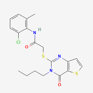 molecular formula C19H20ClN3O2S2 B2892591 2-[(3-butyl-4-oxo-3,4-dihydrothieno[3,2-d]pyrimidin-2-yl)sulfanyl]-N-(2-chloro-6-methylphenyl)acetamide CAS No. 1252904-24-7
