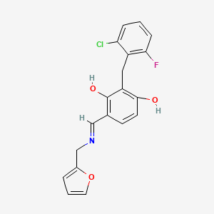 molecular formula C19H15ClFNO3 B2892598 2-(2-Chloro-6-fluorobenzyl)-4-{[(2-furylmethyl)imino]methyl}-1,3-benzenediol CAS No. 341967-53-1